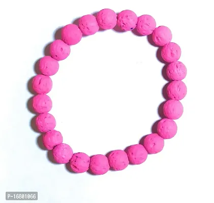 D2C Unisex Lava Stone Bracelet Handmade and Stretchable (Pink)