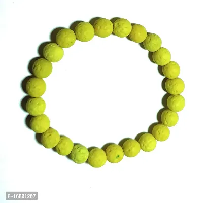 D2C Unisex Lava Stone Bracelet Handmade and Stretchable (Yellow)
