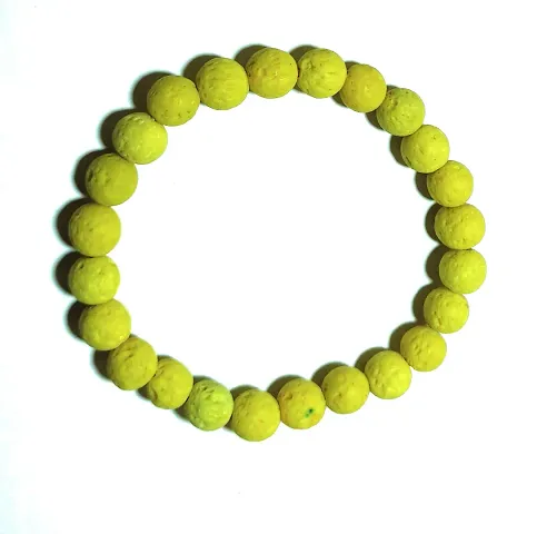 D2C Unisex Lava Stone Bracelet Handmade and Stretchable (Yellow)