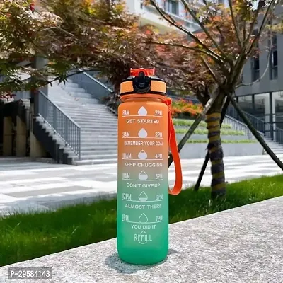 Motivational Water Bottle with Reminder Time Marker Unbreakable Silicone-thumb0