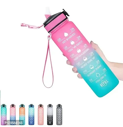 Motivational Water Bottle with Reminder Time Marker Unbreakable Silicone-thumb0