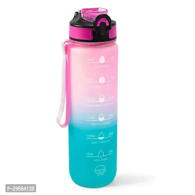 Motivational Water Bottle with Reminder Time Marker Unbreakable Silicone