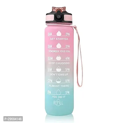 Motivational Water Bottle with Reminder Time Marker Unbreakable Silicone-thumb0