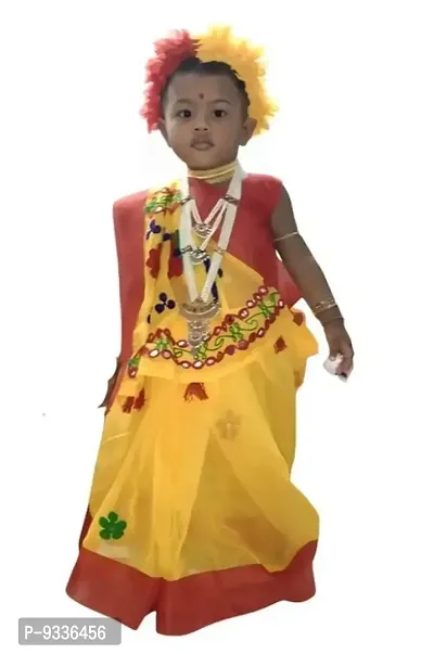 Classic Cotton Embroidered Sarees for Kids Girls-thumb0