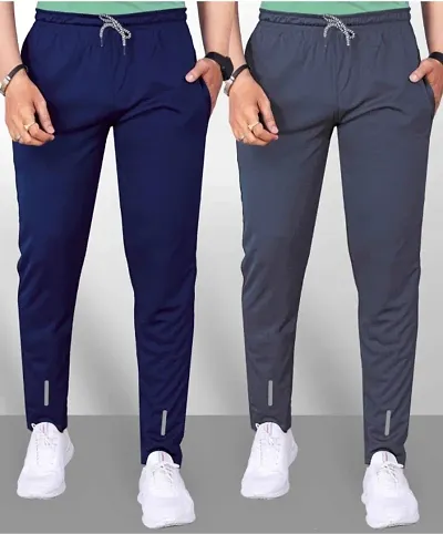 New Launched Polyester Blend Regular Track Pants For Men Pack of 2