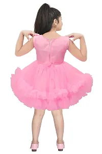 N.FASHION AFIYA Net Casual Embroidered Knee Length Sleeveless Frock Dress for Girls-thumb1