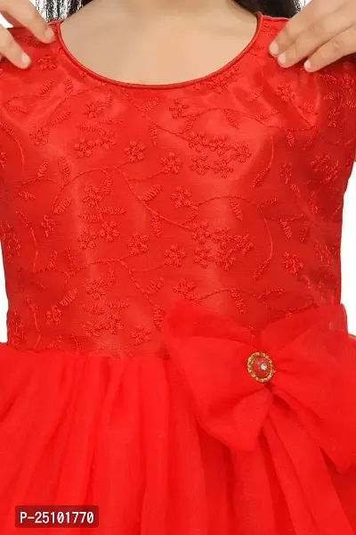 N.FASHION AFIYA Net Casual Embroidered Knee Length Sleeveless Frock Dress for Girls-thumb4