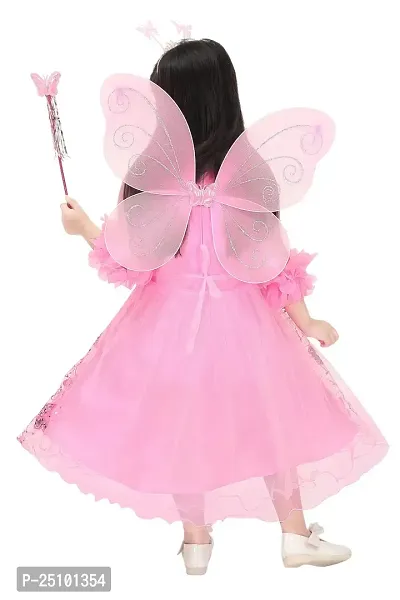 N.FASHION AFIYA Net Casual Starred Maxi Full Sleeves Fairy Costume Party Dress Gown with Accessories for Girls-thumb4