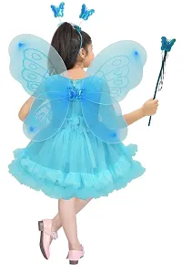 N.FASHION AFIYA Net Casual Embroidered Knee Length Sleeveless Fairy Costume Party Dress with Accessories for Girls-thumb1