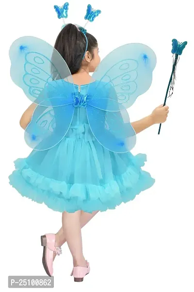 N.FASHION AFIYA Net Casual Embroidered Knee Length Sleeveless Fairy Costume Party Dress with Accessories for Girls-thumb2