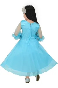 N.FASHION AFIYA Net Casual Starred Maxi Full Sleeves Long Princess Gown Dress for Girls-thumb2