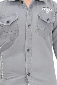 N.FASHION AFIYA Denim Casual Regular Fit Solid Full Sleeves Shirt for Boys-thumb1