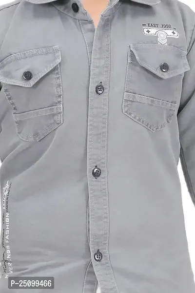 N.FASHION AFIYA Denim Casual Regular Fit Solid Full Sleeves Shirt for Boys-thumb2