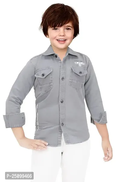 N.FASHION AFIYA Denim Casual Regular Fit Solid Full Sleeves Shirt for Boys-thumb0