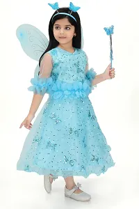 N.FASHION AFIYA Net Casual Starred Maxi Full Sleeves Fairy Costume Party Dress Gown with Accessories for Girls-thumb3