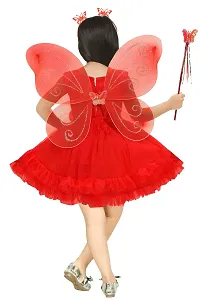 N.FASHION AFIYA Net Casual Embroidered Knee Length Sleeveless Fairy Costume Party Dress with Accessories for Girls-thumb1