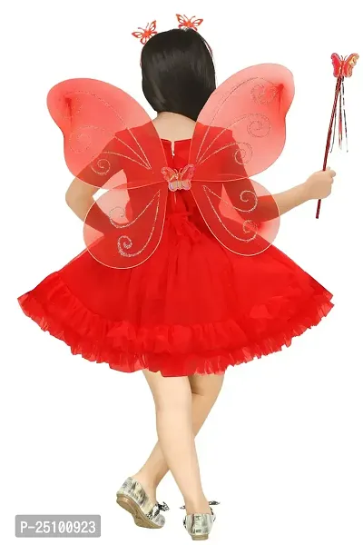 N.FASHION AFIYA Net Casual Embroidered Knee Length Sleeveless Fairy Costume Party Dress with Accessories for Girls-thumb2