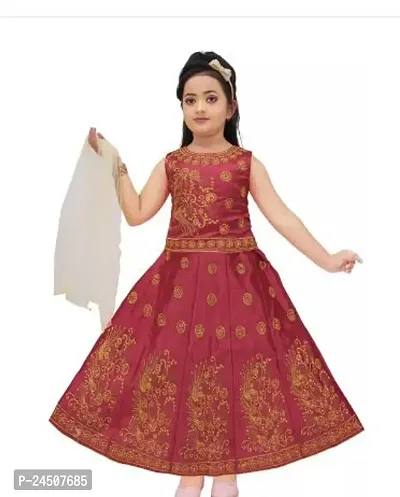 Fabulous Red Cotton Blend Printed Frocks For Girls-thumb0