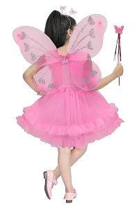 N.FASHION AFIYA Net Casual Embroidered Knee Length Sleeveless Fairy Costume Party Dress with Accessories for Girls-thumb2