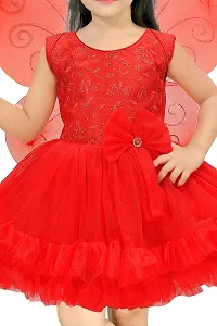 N.FASHION AFIYA Net Casual Embroidered Knee Length Sleeveless Fairy Costume Party Dress with Accessories for Girls-thumb2