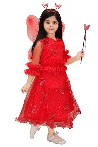 N.FASHION AFIYA Net Casual Starred Maxi Full Sleeves Fairy Costume Party Dress Gown with Accessories for Girls-thumb1