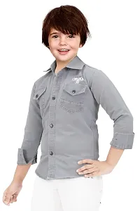 N.FASHION AFIYA Denim Casual Regular Fit Solid Full Sleeves Shirt for Boys-thumb2