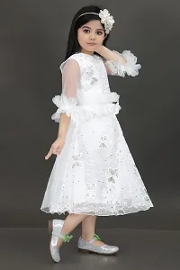 N.FASHION AFIYA Net Casual Starred Maxi Full Sleeves Long Princess Gown Dress for Girls-thumb1