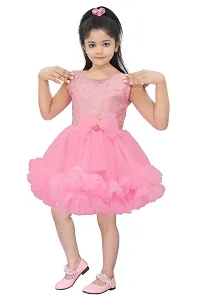 N.FASHION AFIYA Net Casual Embroidered Knee Length Sleeveless Frock Dress for Girls-thumb2