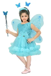 N.FASHION AFIYA Net Casual Embroidered Knee Length Sleeveless Fairy Costume Party Dress with Accessories for Girls-thumb2