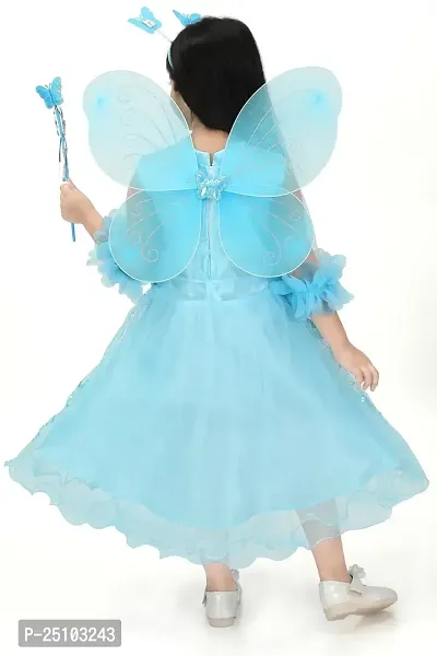 N.FASHION AFIYA Net Casual Starred Maxi Full Sleeves Fairy Costume Party Dress Gown with Accessories for Girls-thumb3