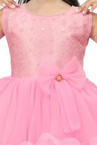 N.FASHION AFIYA Net Casual Embroidered Knee Length Sleeveless Frock Dress for Girls-thumb3