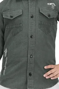 N.FASHION AFIYA Denim Casual Regular Fit Solid Full Sleeves Shirt for Boys-thumb3