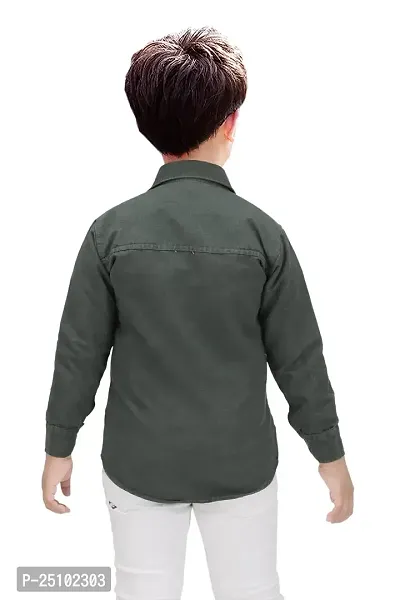 N.FASHION AFIYA Denim Casual Regular Fit Solid Full Sleeves Shirt for Boys-thumb3