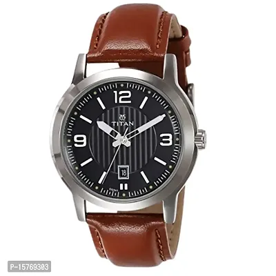 Neo Menrsquo;s Designer Brown Leather Strap Date Men Watch