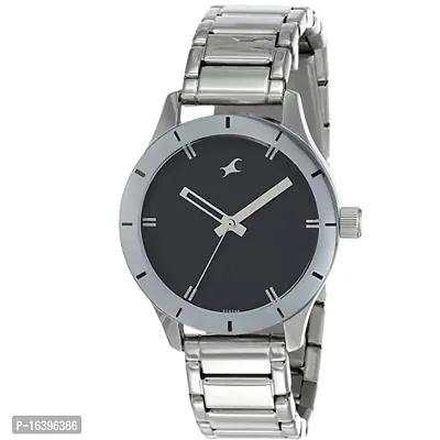 Black Dial White Ring Sliver Chain Woman Watch-thumb0