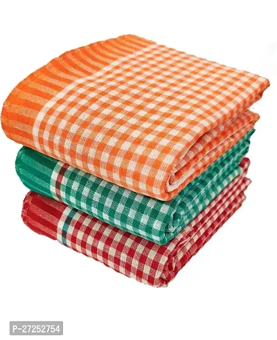 Beautiful Cotton Checked Bath Towel Pack Of 3-thumb0