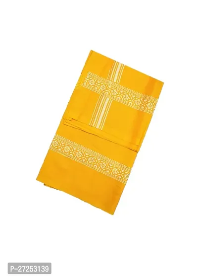 Yellow printed  100 % cotton  yellow colour gamcha towel ( pack of 1 )-thumb0