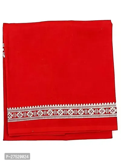 Desttronne 100% cotton red colour  printed gamcha towel  (pack of 1 )-thumb0