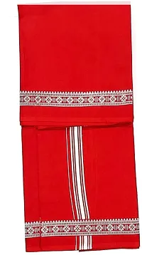 Desttronne 100% cotton red colour  printed gamcha towel  (pack of 1 )-thumb2
