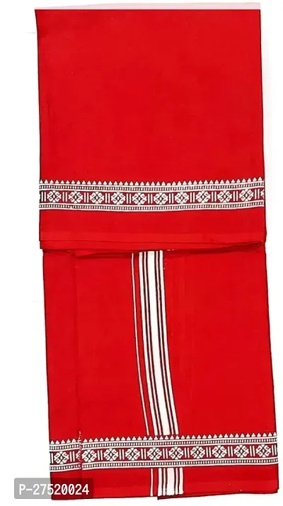 Desttronne 100% cotton red colour  printed gamcha towel  (pack of 1 )-thumb3