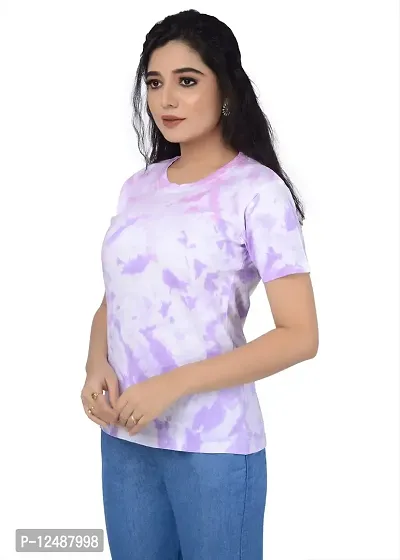 SENIN Tshirt|Tshirt for Women|Women Tshirt|Tie dye Tshirt|Tie dye Tshirt for Women|Women tie dye Tshirt| (Medium, Bubblish Purple)-thumb3