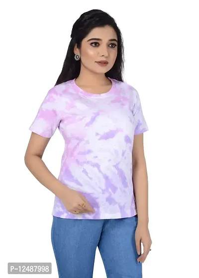 SENIN Tshirt|Tshirt for Women|Women Tshirt|Tie dye Tshirt|Tie dye Tshirt for Women|Women tie dye Tshirt| (Medium, Bubblish Purple)-thumb4