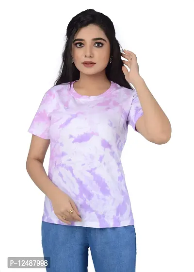 SENIN Tshirt|Tshirt for Women|Women Tshirt|Tie dye Tshirt|Tie dye Tshirt for Women|Women tie dye Tshirt| (Medium, Bubblish Purple)
