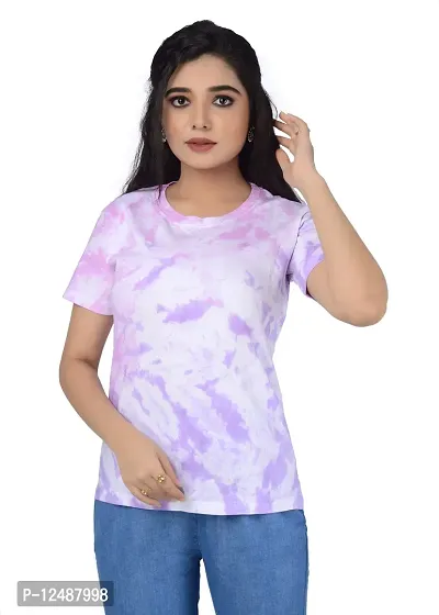 SENIN Tshirt|Tshirt for Women|Women Tshirt|Tie dye Tshirt|Tie dye Tshirt for Women|Women tie dye Tshirt| (Medium, Bubblish Purple)-thumb0