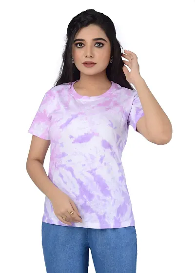 SENIN Tshirt|Tshirt for Women|Women Tshirt|Tie dye Tshirt|Tie dye Tshirt for Women|Women tie dye Tshirt| (Medium, Bubblish Purple)