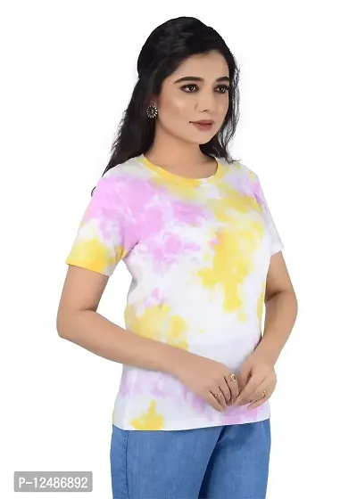 SENIN Tshirt|Tshirt for Women|Women Tshirt|Tie dye Tshirt|Tie dye Tshirt for Women|Women tie dye Tshirt| (Medium, Multicolor)-thumb4