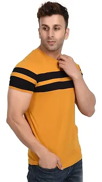 SENIN Chest Striped Solid Casual Tshirt for Men (XX-Large, Mustard Yellow and Black)-thumb3