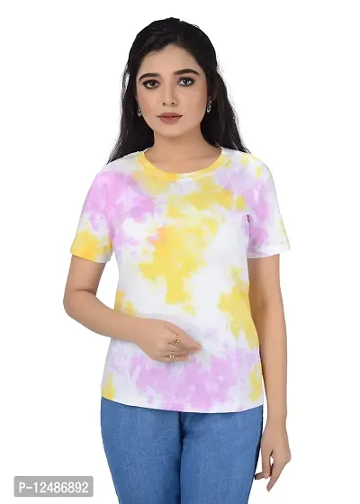 SENIN Tshirt|Tshirt for Women|Women Tshirt|Tie dye Tshirt|Tie dye Tshirt for Women|Women tie dye Tshirt| (Medium, Multicolor)-thumb0