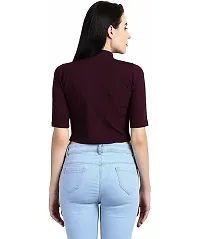 Solid Turtle Neck Women Crop top|Crop top for Women|Turtle Neck top for Women (Medium, Wine)-thumb1