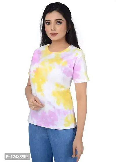SENIN Tshirt|Tshirt for Women|Women Tshirt|Tie dye Tshirt|Tie dye Tshirt for Women|Women tie dye Tshirt| (Medium, Multicolor)-thumb3
